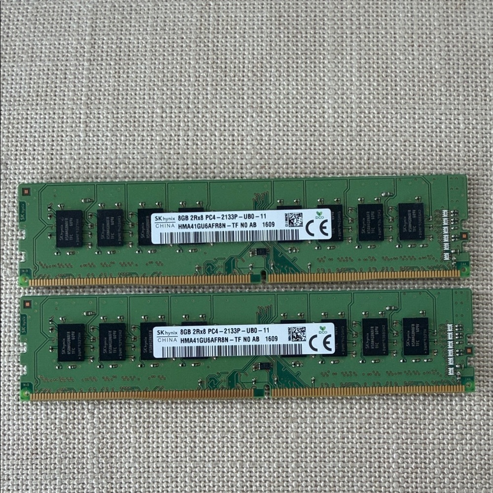 Set of 2 -  8GB DDR4 2133MHz Desktop Memory Modules - Green